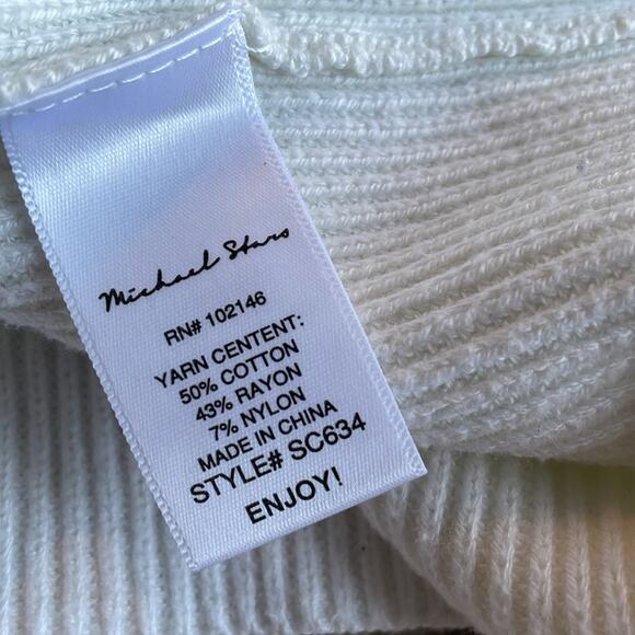MICHAEL STARS Ribbed Knit Crewneck White & Black Sweater Size S - Picture 4 of 5